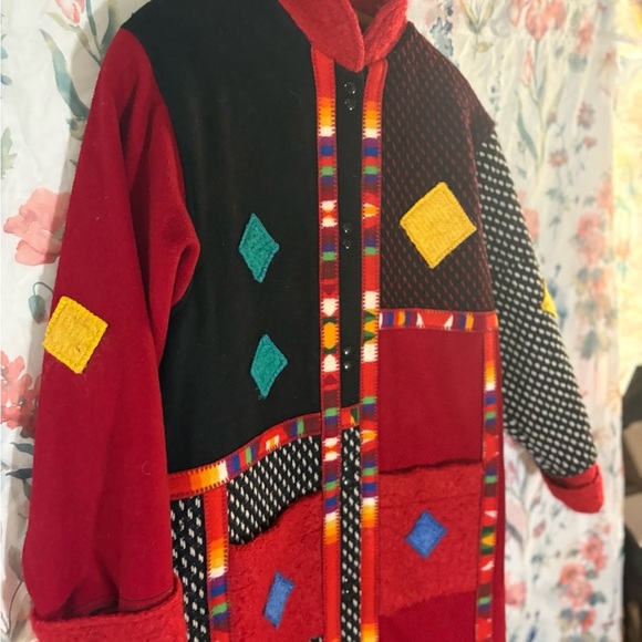 Vintage Coloratura Colorful Patchwork Long Coat - Picture 4 of 12